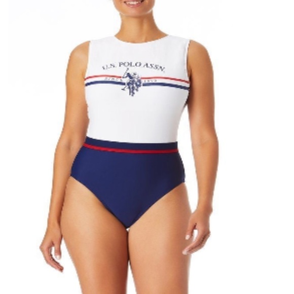 U.S. Polo Assn. Women's Timeless High Neck One Piece Swimsuit